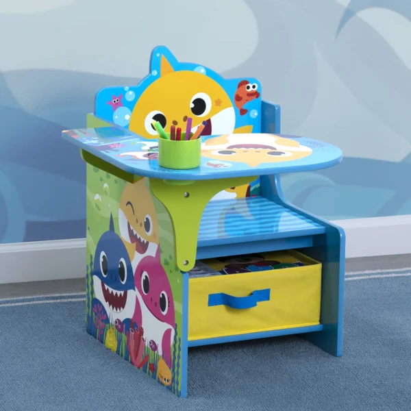 Baby Shark Chair Desk with Storage Bin – Kids Study & Activity Desk by Delta Children - Image 2