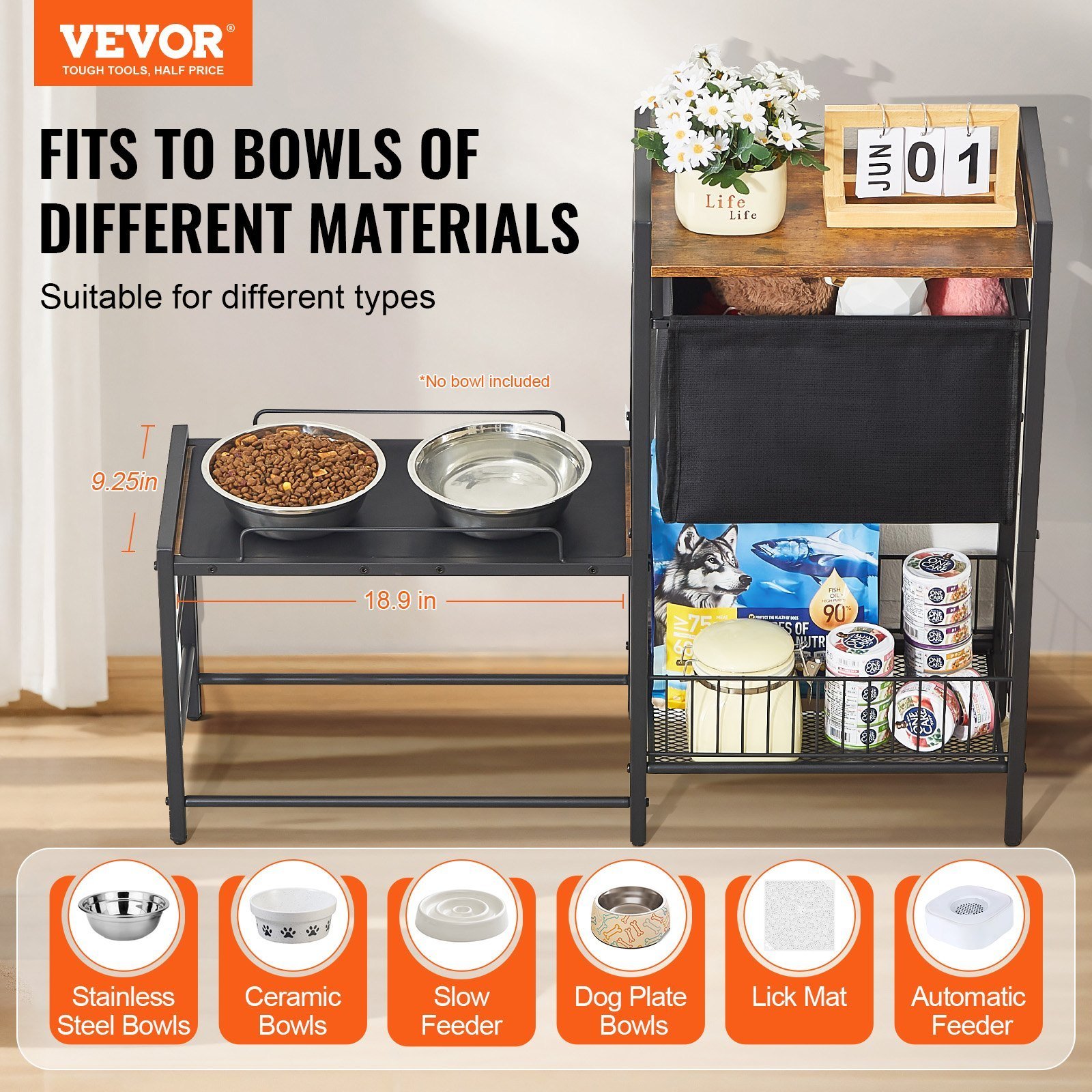 Pet Feeding Station With Storage, Elevated Dog Bowls, Raised Dog Bowl Stand, Dog Food Storage And Feeder Station With Storage Shelves, Pet Toy Storage Organizer, For Large Medium Small Dogs - Image 2