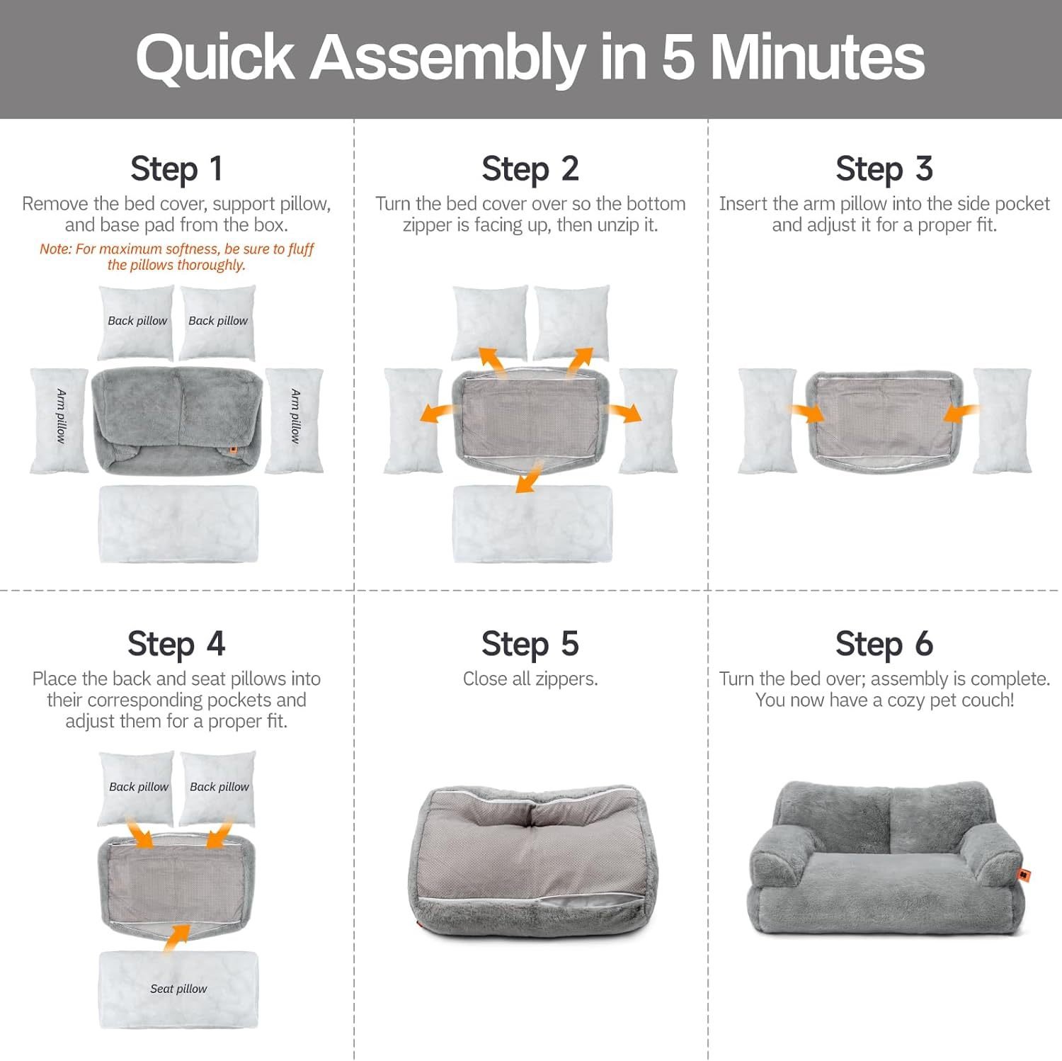 MEWOOFUN Plush Cat Bed For Indoor Cats - Washable 26x19x13 Inch Pet Couch With Non-Slip Bottom, Fluffy Small Dog Bed For Puppies & Kittens, Blue - Image 9