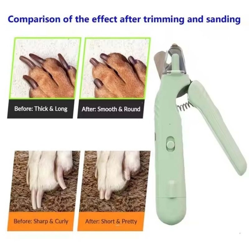 White Pet Nail Trimmer Dog Nail Clippers With Light 2 In 1 Nail Clipper And Grinder - Image 9