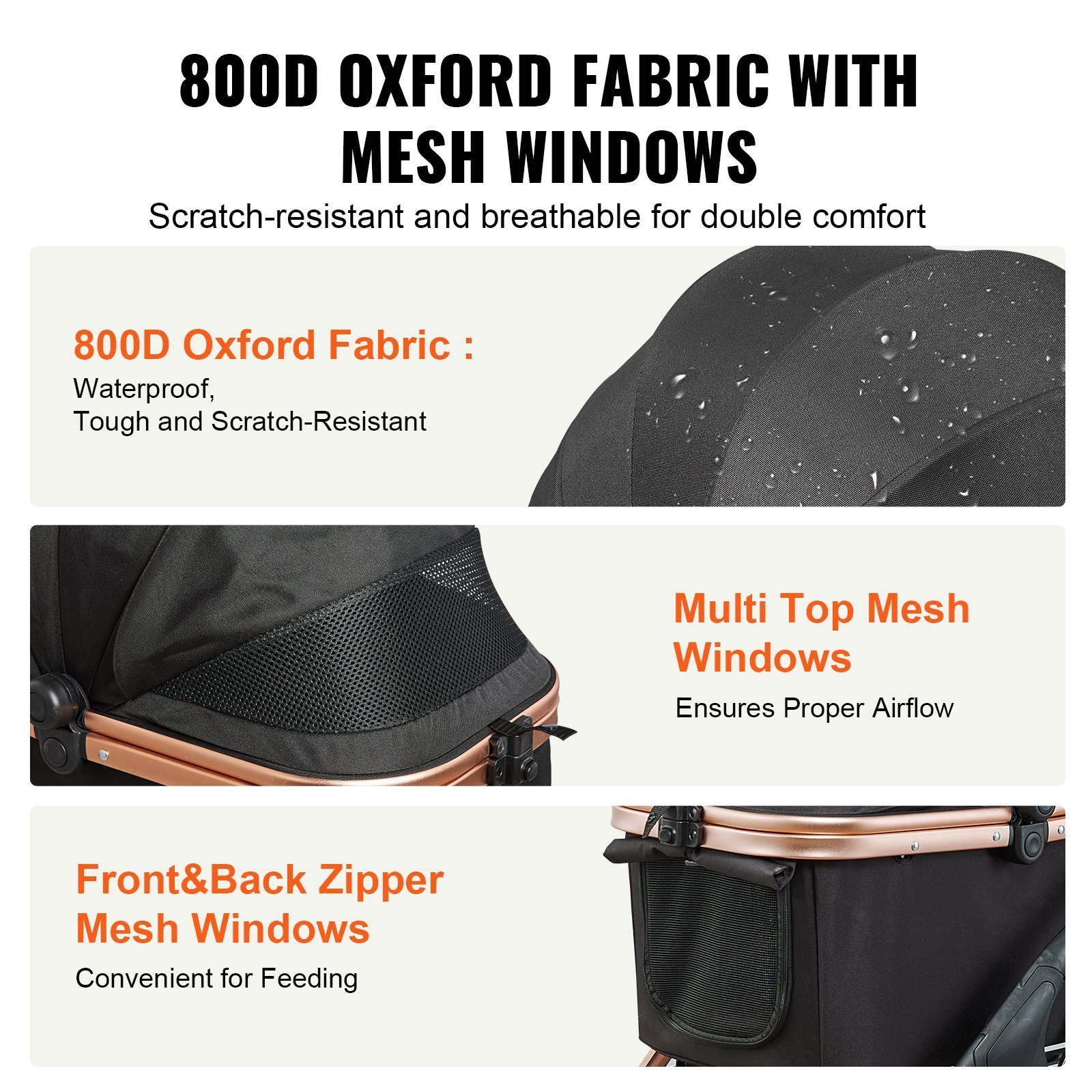 Pet Stroller, 4 Wheels Dog Stroller Rotate With Brakes, 29.9 Kg Weight Capacity, Puppy Stroller With Detachable Carrier, Storage Basket And Pet Pad, For Small To Medium Sized Dogs, Black - Image 2