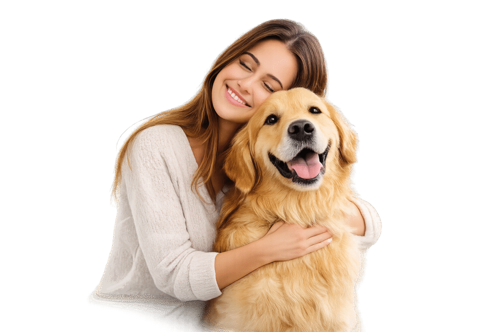 larki holding dog